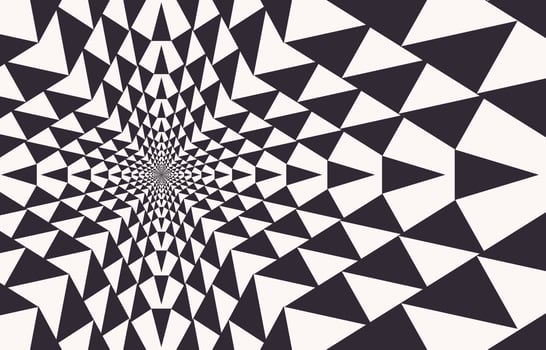 Optical illusion geometric small triangle pattern black and white color background. vector
