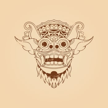 Balinese barong mask grunge texture vector illustration