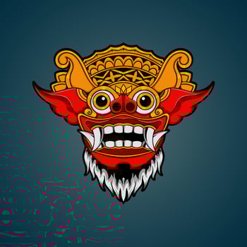 Hand drawn Balinese barong mask vector illustration