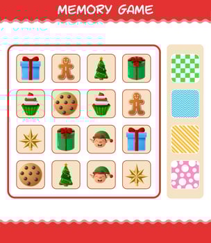 Memory games with cartoon christmas. Learning cards game. Educational game for pre shool years kids and toddlers vector