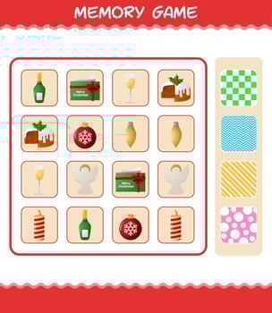 Memory games with cartoon christmas. Learning cards game. Educational game for pre shool years kids and toddlers vector