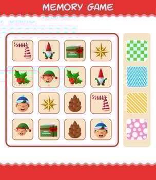 Memory games with cartoon christmas. Learning cards game. Educational game for pre shool years kids and toddlers vector