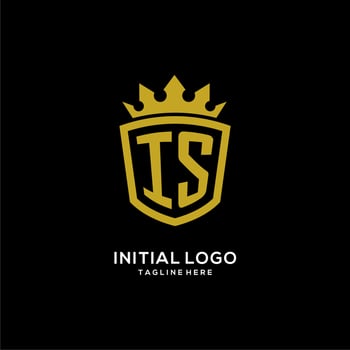 Initial IS logo shield crown style, luxury elegant monogram logo design vector