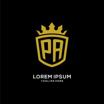 Initial PA logo shield crown style, luxury elegant monogram logo design vector