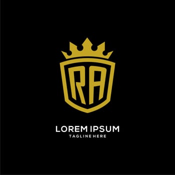 Initial RA logo shield crown style, luxury elegant monogram logo design vector