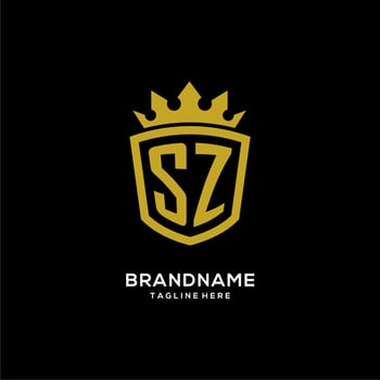 Initial SZ logo shield crown style, luxury elegant monogram logo design vector