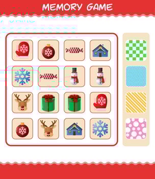 Memory games with cartoon christmas. Learning cards game. Educational game for pre shool years kids and toddlers vector