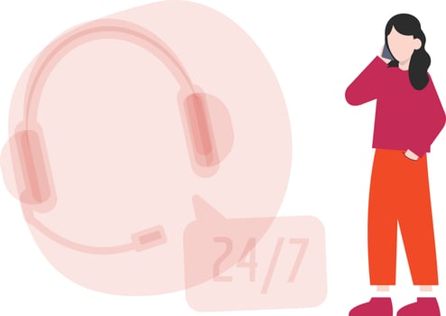 The girl is calling the support center. vector