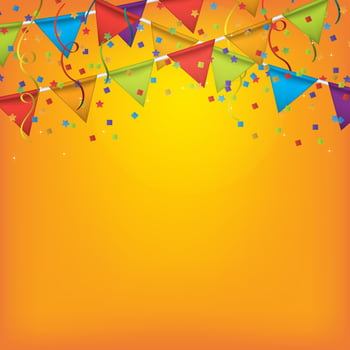 Streamers background design with birthday patterns and colorful confetti for birthday party and other celebrations. Vector illustration.