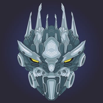 Custom robot head mascot logo design with modern illustration vector