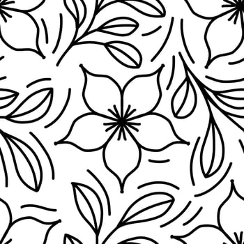 Monoline floral pattern seamless background vector
