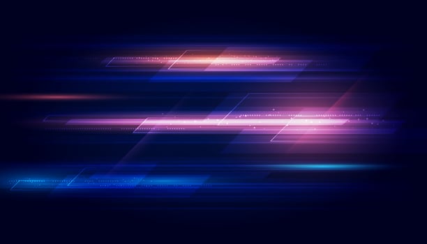 Modern abstract high-speed light effect. Technology futuristic dynamic motion on blue background. Movement pattern for banner or poster design background concept. vector