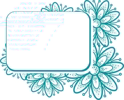 A card with an empty place to insert, decorated with flowers. Vector illustration on transparent background