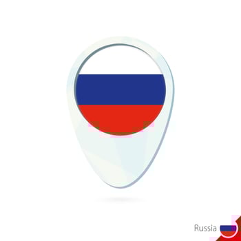 Russia flag location map pin icon on white background. vector