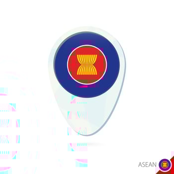 ASEAN flag location map pin icon on white background. vector
