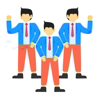 Businessman character team. Vector illustration. Flat design style