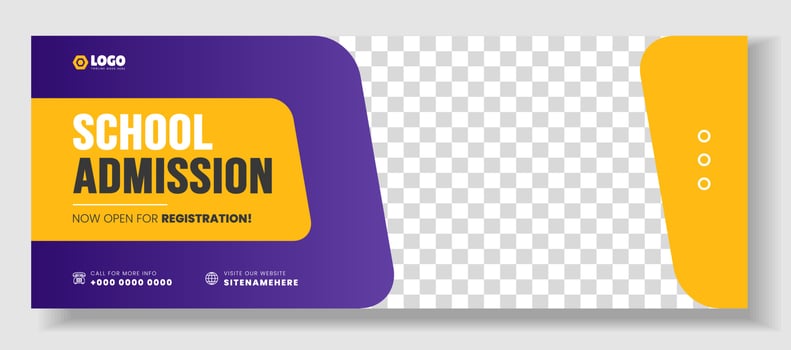 School admission social media cover design. back to school social media cover banner design. Back to school admission social media cover and web banner. school admission web banner vector