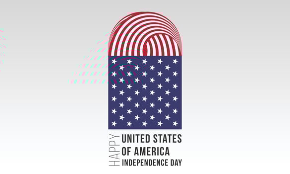 Happy Independence Day United States of America Greetings. Vector Illustration Design. Abstract Waving Flag on Gray Background