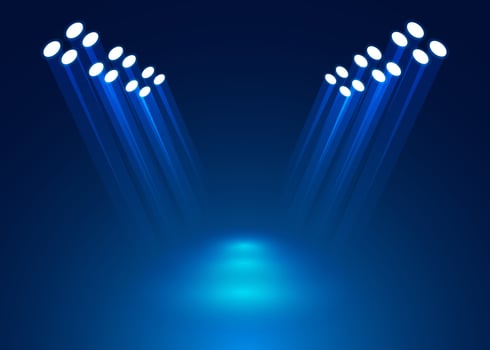 Lighting spotlight background on stage. Vector illustration