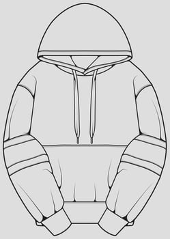 Hoodie oversized outline drawing vector, hoodie oversized in a sketch style, trainers template outline, vector Illustration