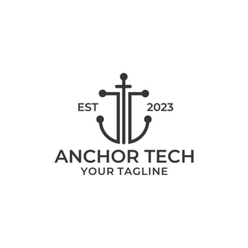data anchor logo design, technology, connect, vector
