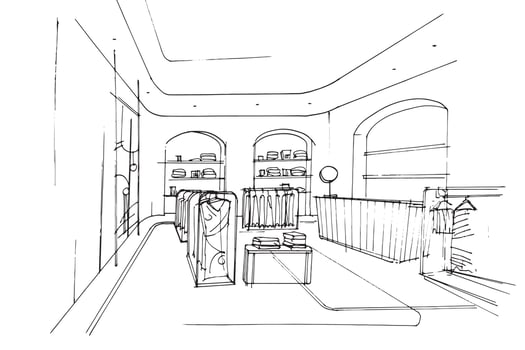 sketch drawing fashion clothing store,Modern design,vector,2d illustration vector