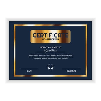 Creative Golden Certificate of Appreciation Award Template vector