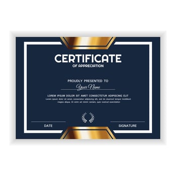 Creative Golden Certificate of Appreciation Award Template vector