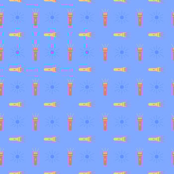 red and yellow Flashlight icon isolated seamless pattern on blue background. vector
