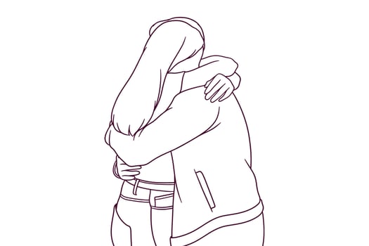 hand drawn couple hugging each other illustration vector