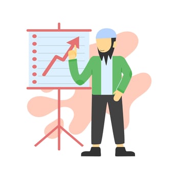 muslim Businessman character. Vector illustration. Flat design style