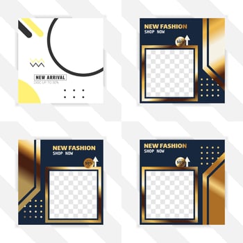 bundle of square media social templates vector