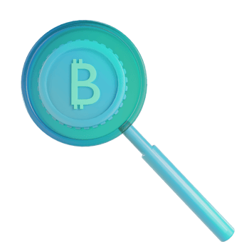3d render bitcoin search illustration png