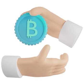 3d render bitcoin give and receive illustration png