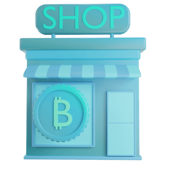 3d render bitcoin shop illustration png