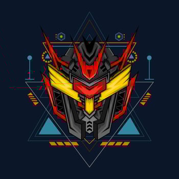 robot head mascot logo vector