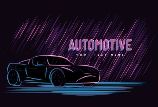 Illustration vector graphic of car automotive concept with line art neon sign style, Good for t shirt, banner, poster, landing page, flyer.