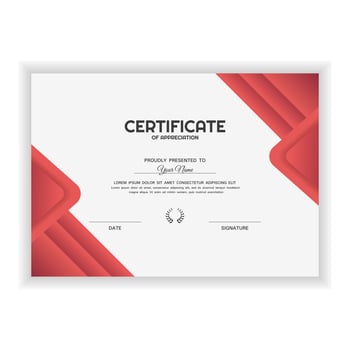 Creative Certificate of Appreciation Award Template with gradient color vector