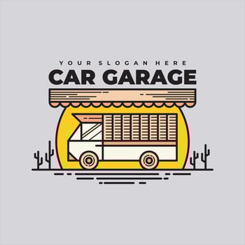 Car garage retro logo with classic car vector