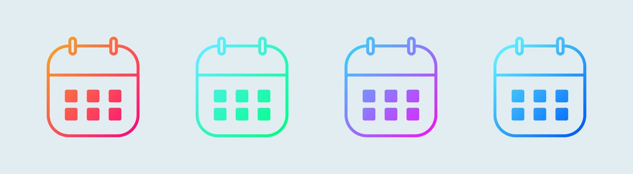 Set of calendar symbols. Calendar Icon collection in gradient colors. vector