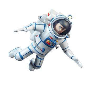 Astronaut in spacesuit. Cartoon 3d spaceman flies in open space. 3d illustration. 3D render. png