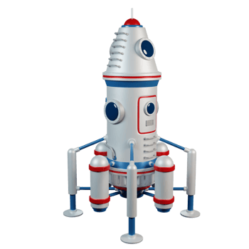 3d space landing module. 3d cartoon spaceship. 3d render. 3d illustration. png