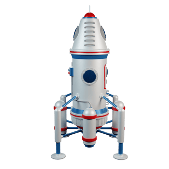 3d space landing module. 3d cartoon spaceship. 3d render. 3d illustration. png