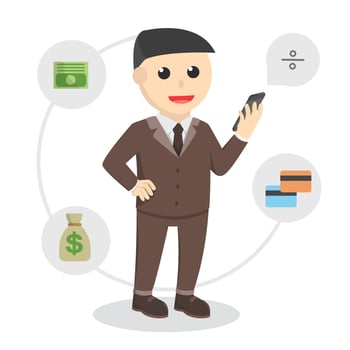 male businessman online banking design vector