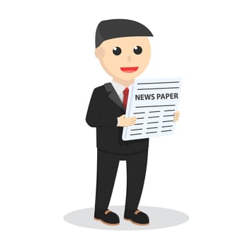 male businessman reading newspaper design vector