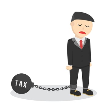 businessman with tax burden ball vector
