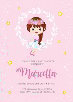 Baby shower card with cute girl vector