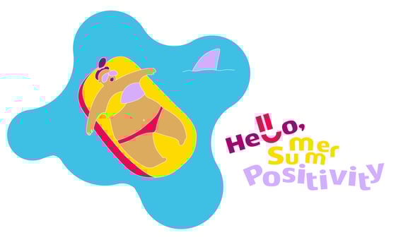 Funny Happy Fat Girl on the Summer Beach vector