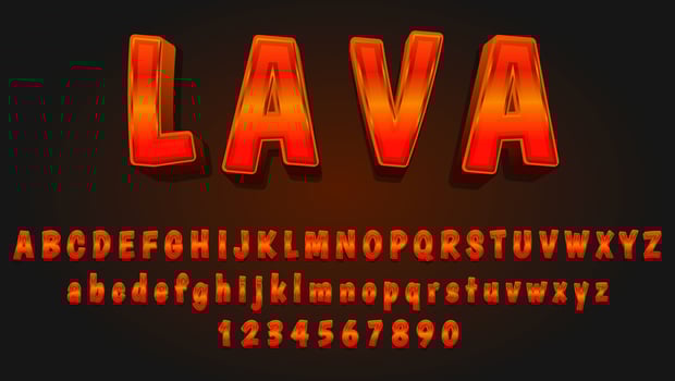 Modern 3d Gradient Red Word Lava Editable Text Effect Design Template vector
