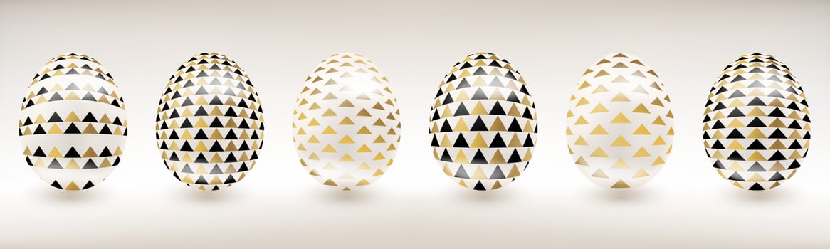 White porcelain Easter egg with gold and black decor vector